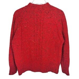 Sitting Duck Vintage Red Confetti Cable Knit Mock Neck Sweater Wool Blend Size M